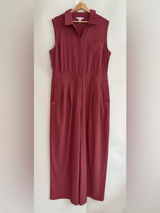 Athleta Dusty Rose Brooklyn Heights Wide Leg Jumpsuit Size 16 - Picture 2 of 7